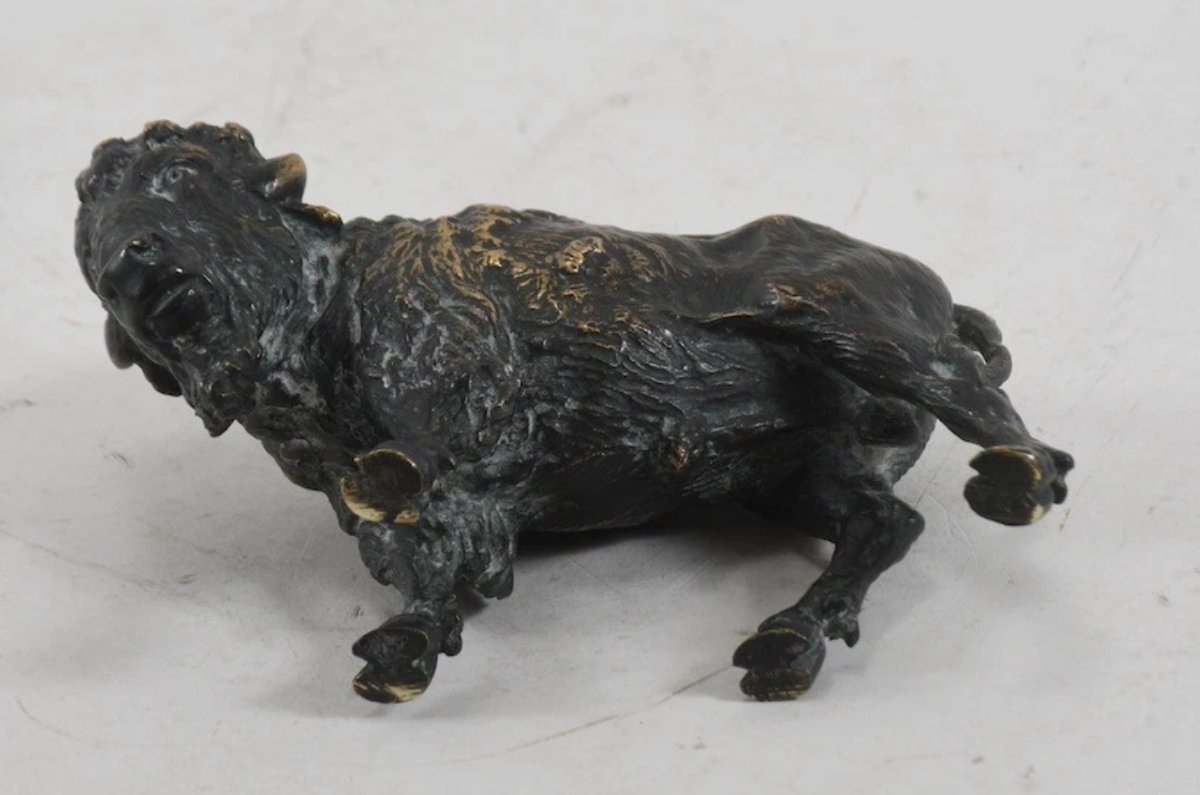 Bison en bronze – Fin XIXe / Début XXe siècle-photo-1
