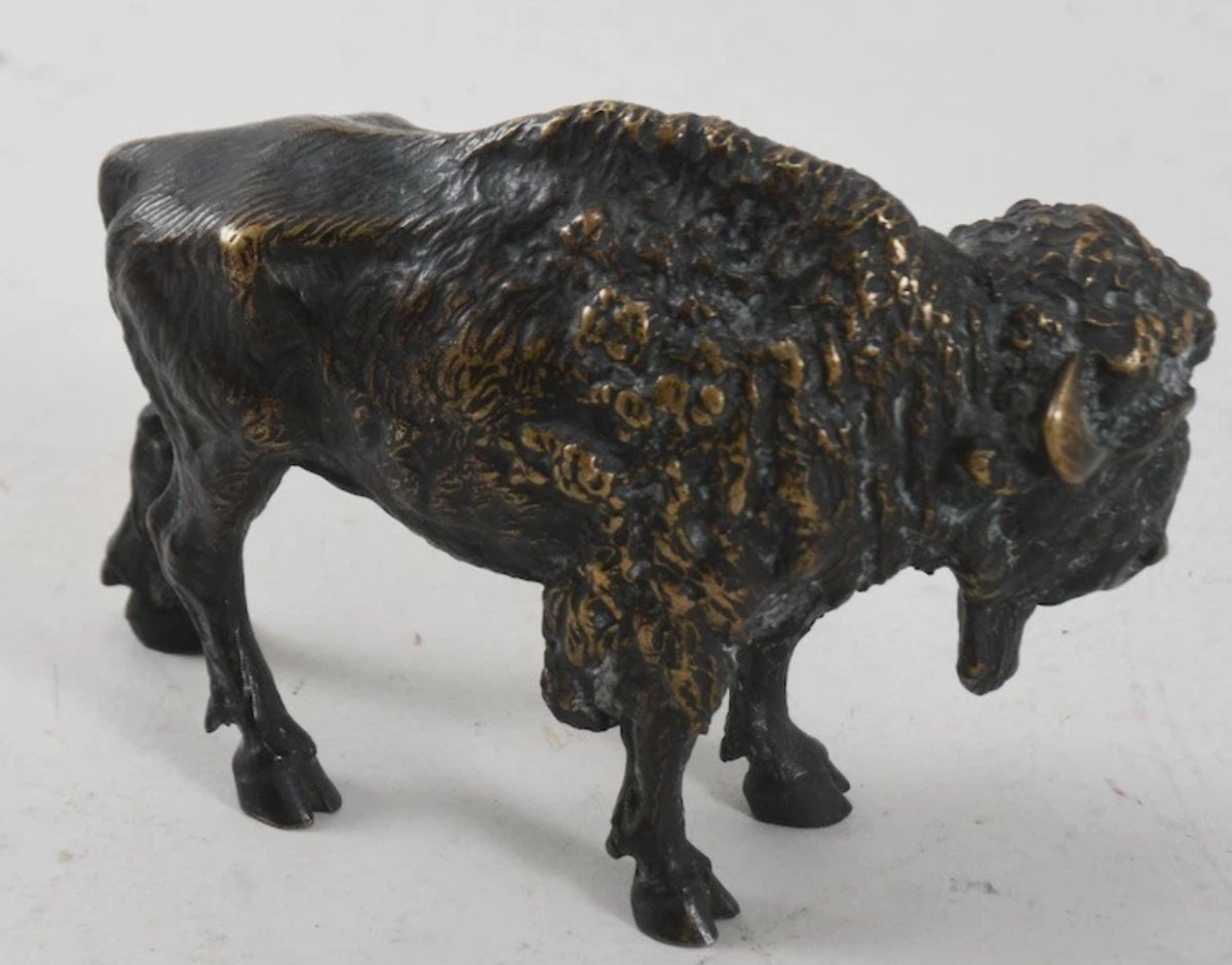 Bison en bronze – Fin XIXe / Début XXe siècle-photo-4