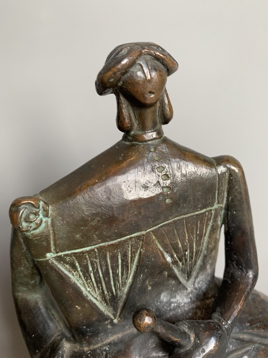 Sculpture en bronze – Femme stylisée – Datée 1978 – Monogrammée-photo-4