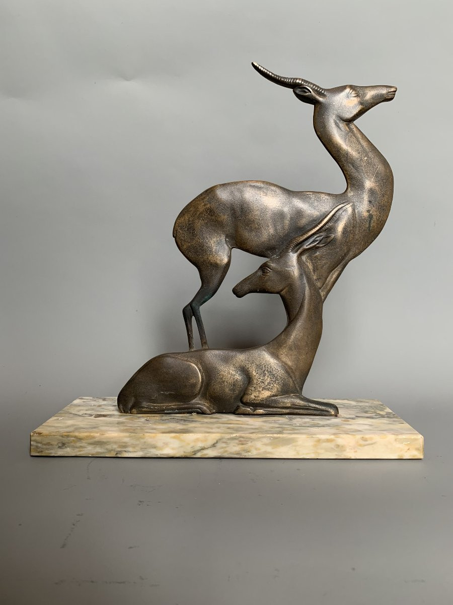Pair Of Bronze Gazelles - Art Deco - 1920s–1930s-photo-2