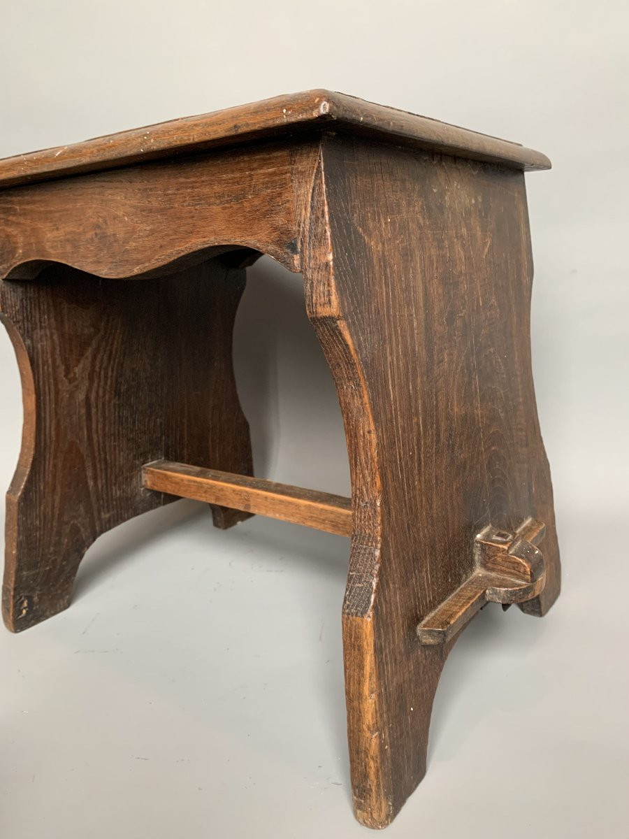 Art & Crafts Oak Stool – Circa 1900-1920-photo-2