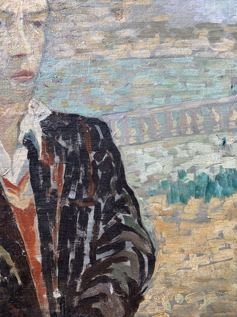 Portrait d’homme – Huile sur toile vers 1930, dans l’esprit de Jac Martin-Ferrières-photo-3