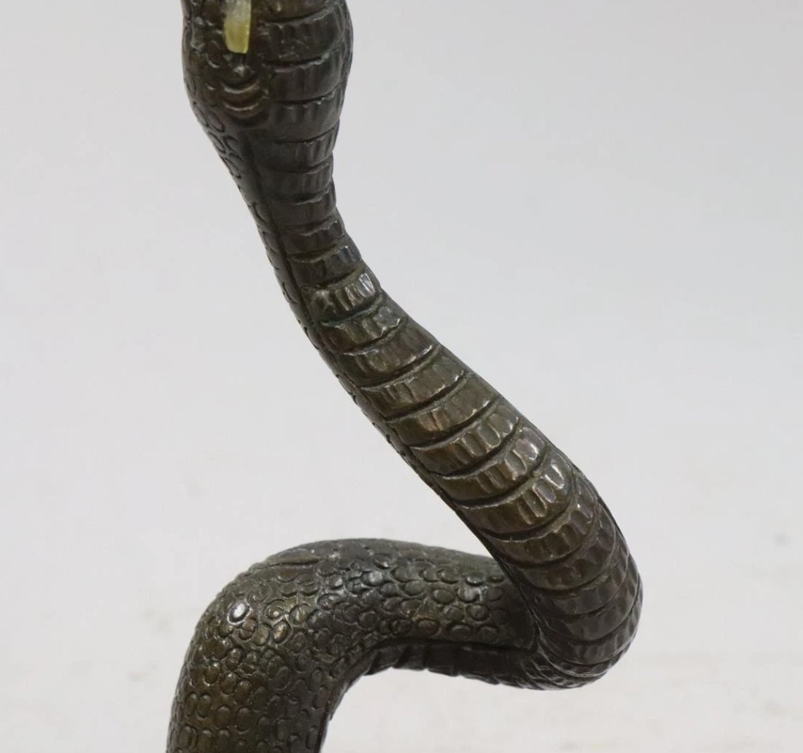 Bronze Candlestick In The Shape Of A Snake – Late 19th Century-photo-3