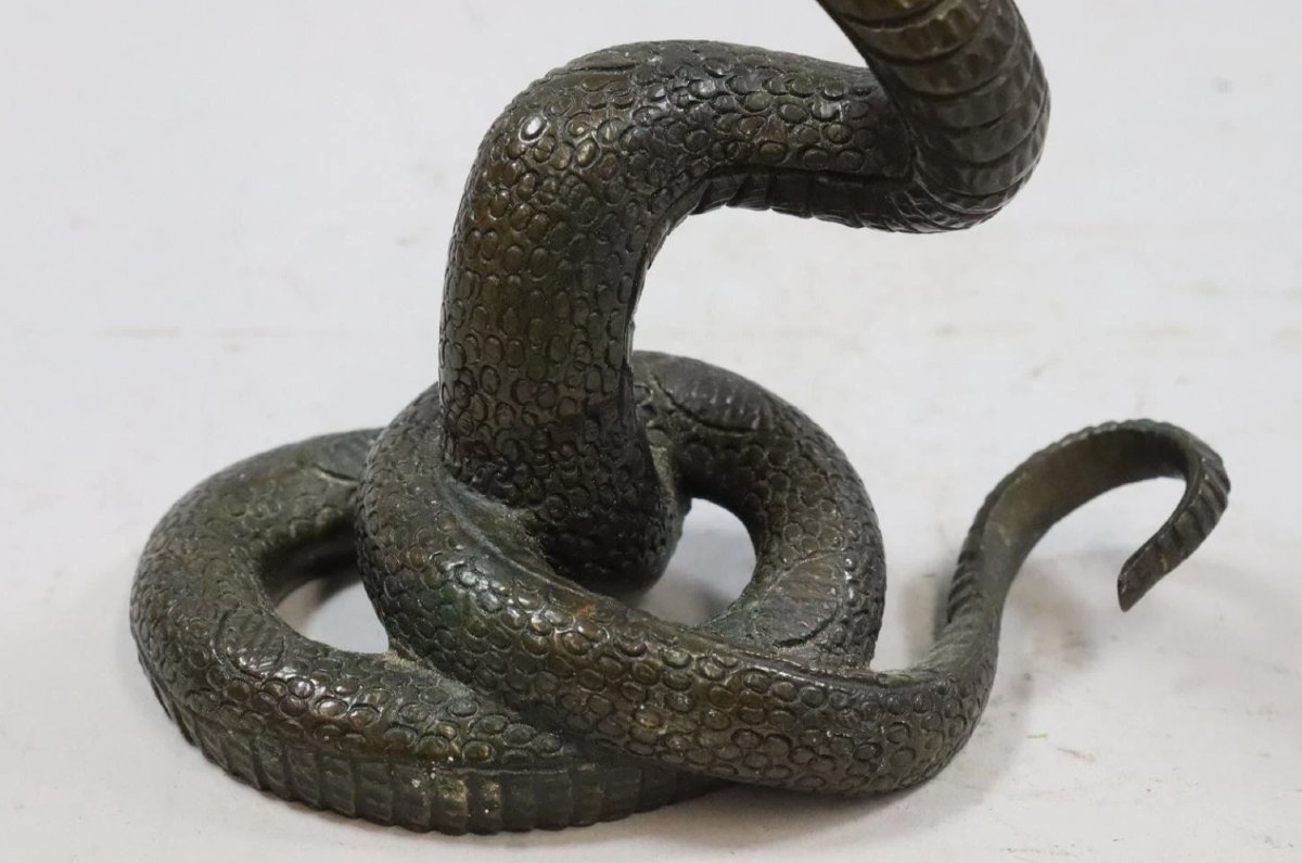 Bronze Candlestick In The Shape Of A Snake – Late 19th Century-photo-4