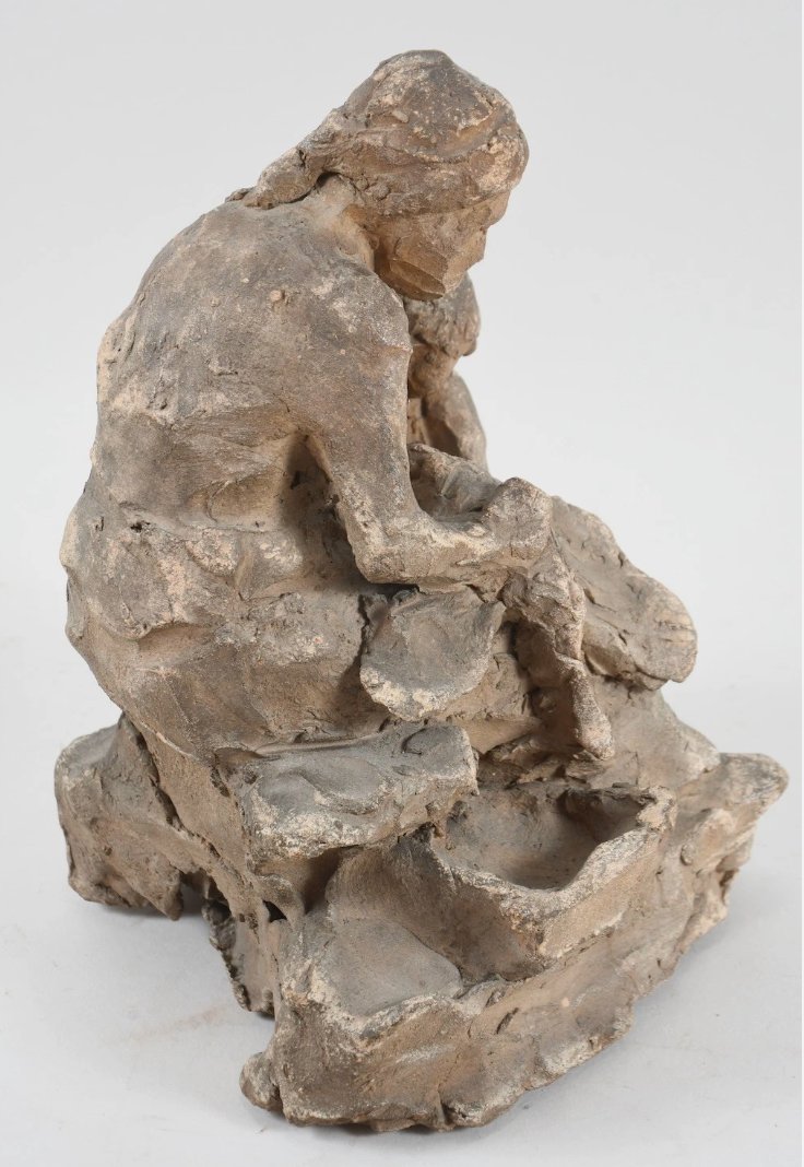 Groupe en terre cuite – Femme et enfant – Signé Becher – Daté 1898-photo-3