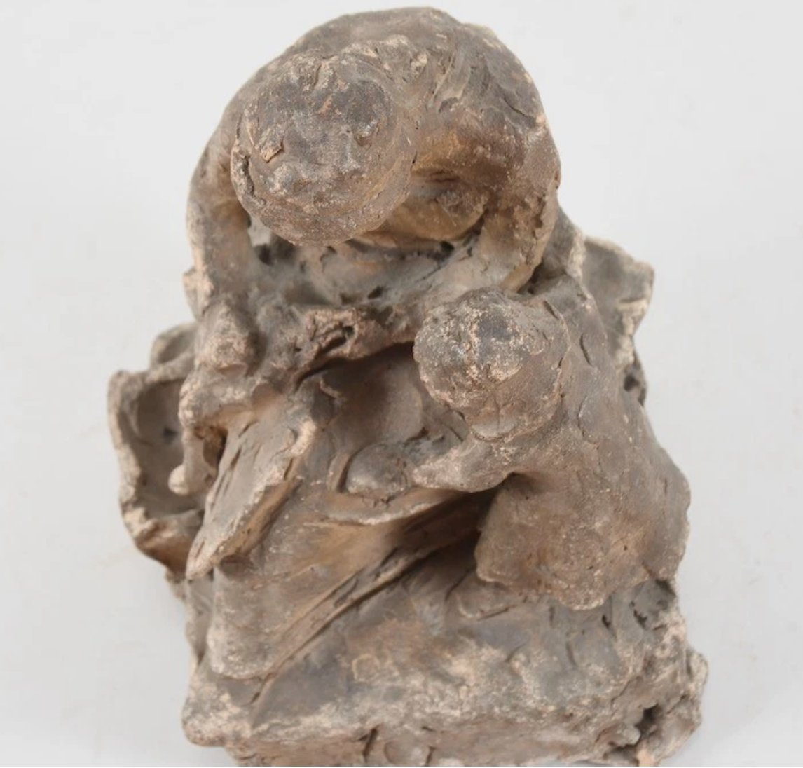 Groupe en terre cuite – Femme et enfant – Signé Becher – Daté 1898-photo-2