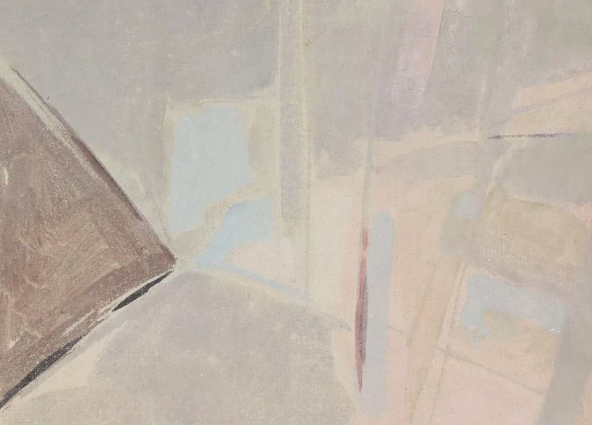 Composition abstraite géométrique - Huile sur toile - vers 1960-photo-3