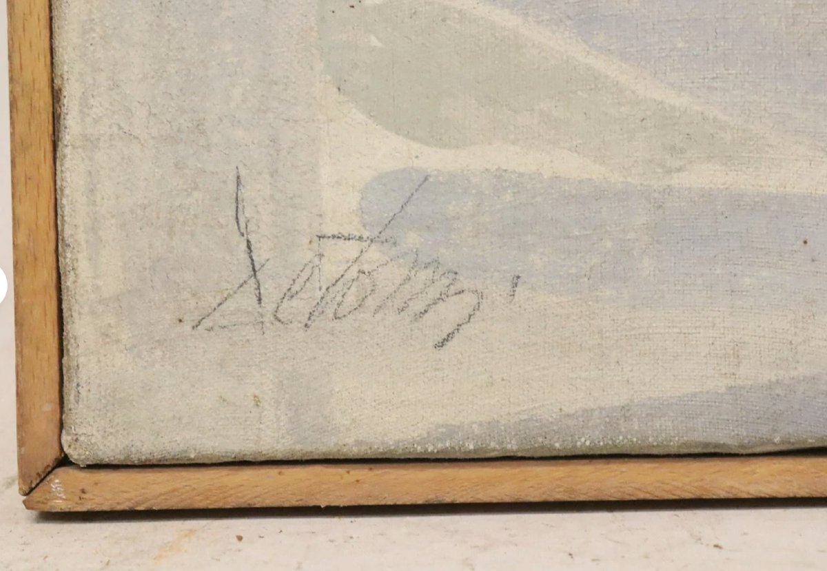 Composition abstraite géométrique - Huile sur toile - vers 1960-photo-1