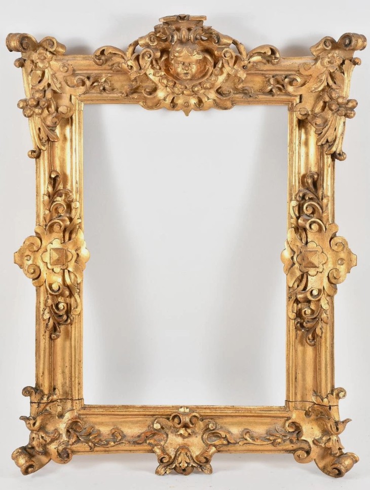 Cadre en bois sculpté et doré - style Louis XIV -  époque Napoléon III