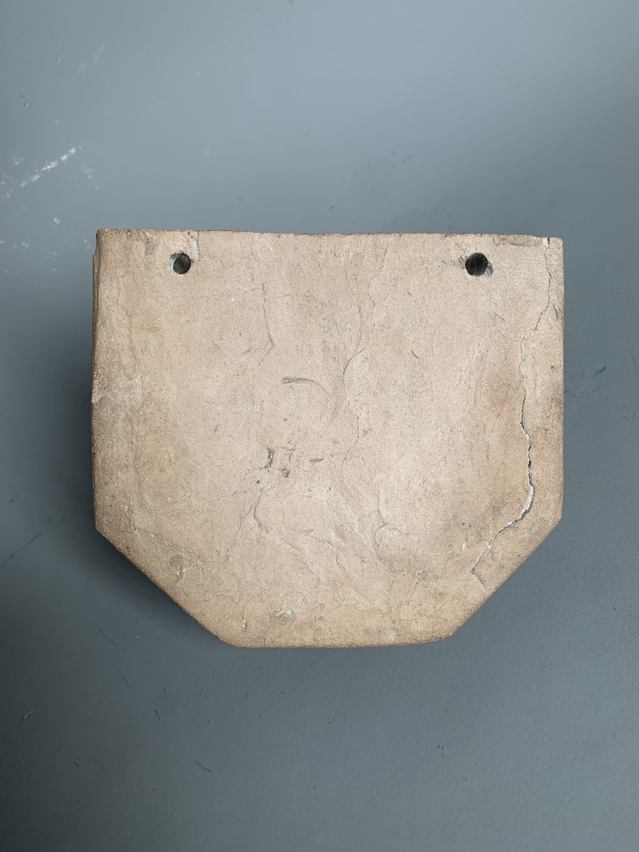 Console d’applique murale en terre cuite - décor de diablotins - signée Barlès, fin XIXe siècle-photo-2