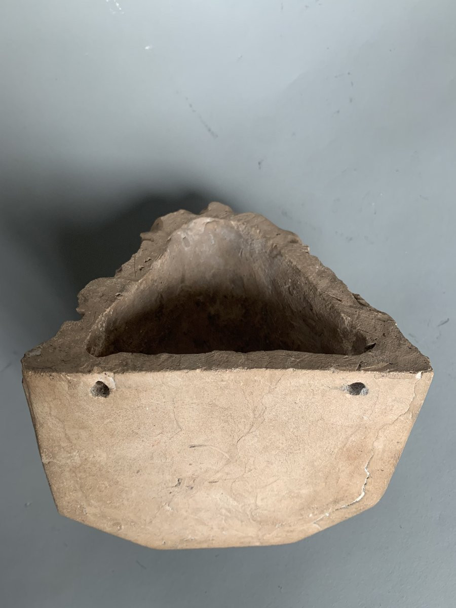 Console d’applique murale en terre cuite - décor de diablotins - signée Barlès, fin XIXe siècle-photo-3