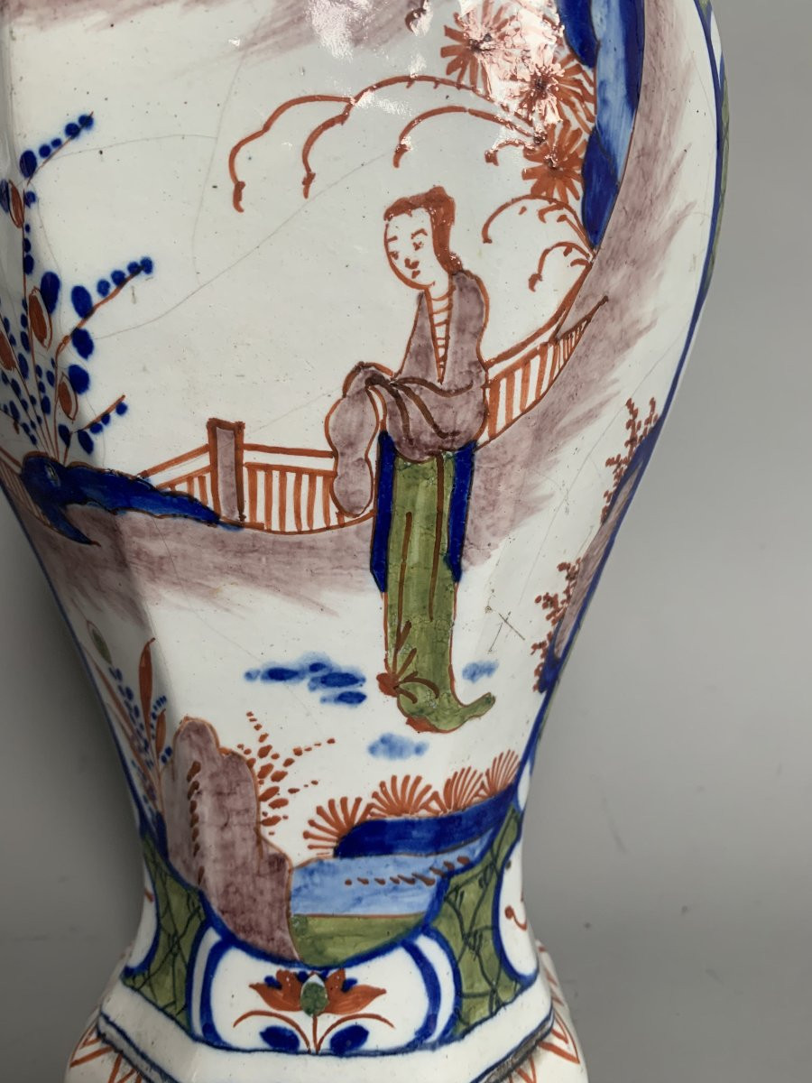 Vase couvert en faïence de Delft - décor chinoisant - XVIIIe siècle-photo-3