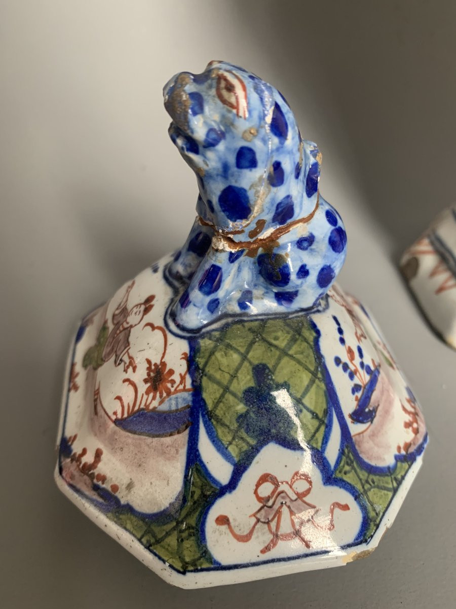 Vase couvert en faïence de Delft - décor chinoisant - XVIIIe siècle-photo-1
