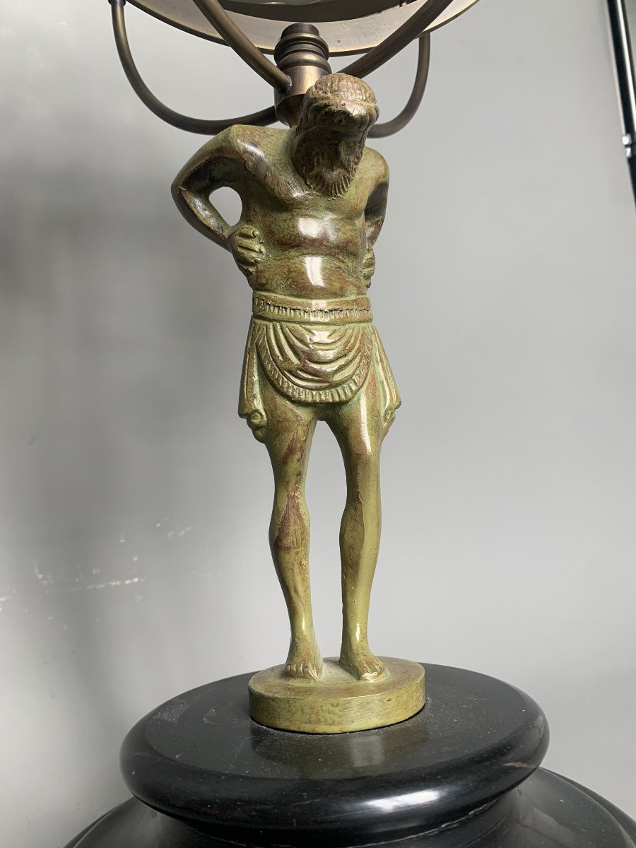 Atlas Armillary Sphere - Patinated Bronze - Black Marble Base - 1970-1980s-photo-2