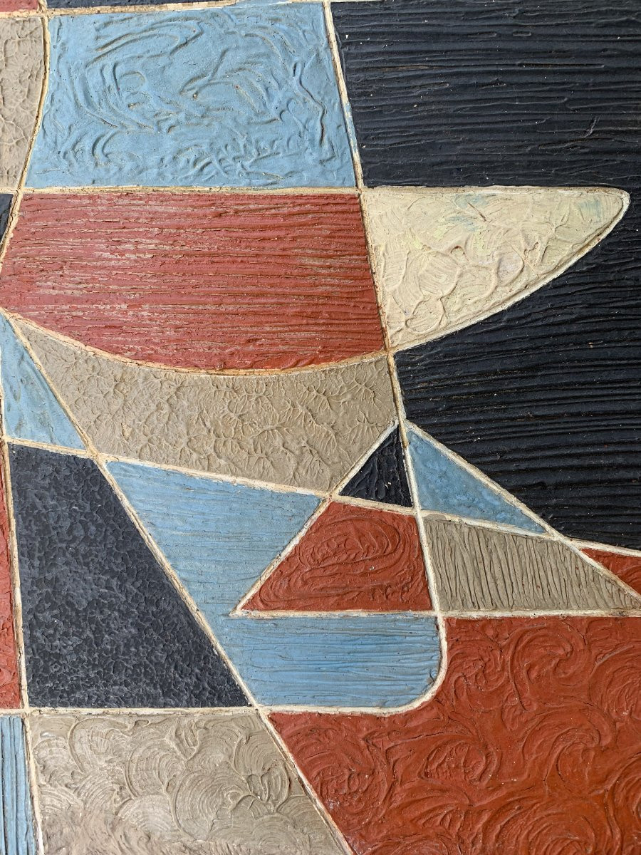 Composition cubisante - Huile sur panneau - années 1960-photo-1