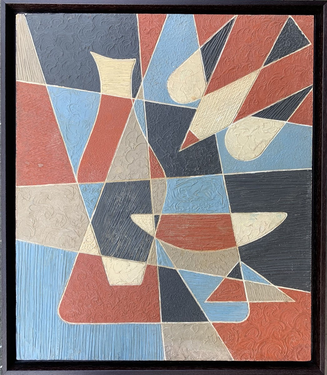 Composition cubisante - Huile sur panneau - années 1960