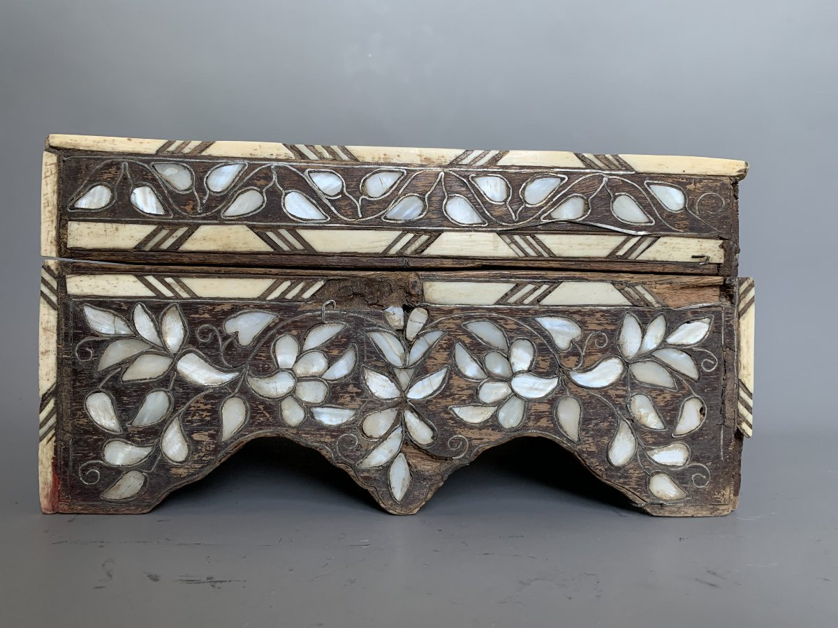 Coffret syrien en marqueterie de nacre et os — XIXᵉ siècle-photo-2