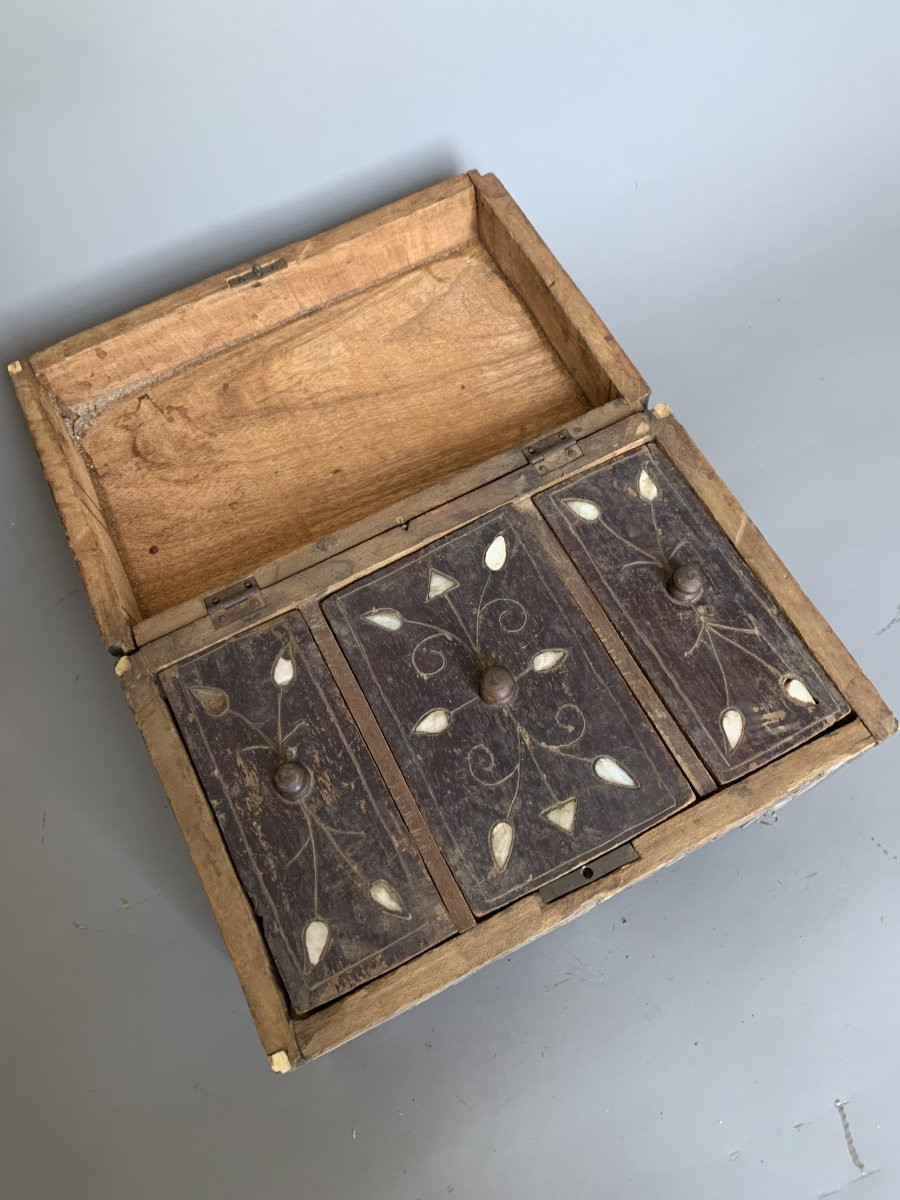 Coffret syrien en marqueterie de nacre et os — XIXᵉ siècle-photo-3