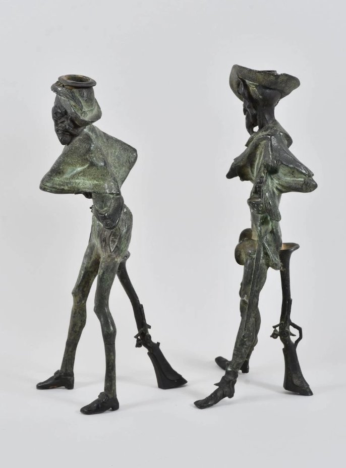 Rare Pair Of Regula Candlesticks - Ratapoil Caricature - XIXᵉ Century-photo-2
