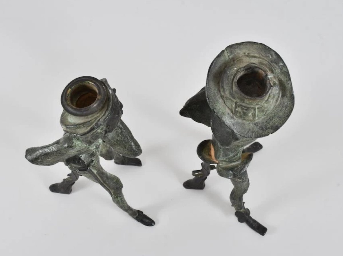 Rare Pair Of Regula Candlesticks - Ratapoil Caricature - XIXᵉ Century-photo-1