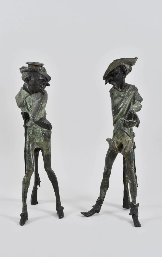 Rare Pair Of Regula Candlesticks - Ratapoil Caricature - XIXᵉ Century