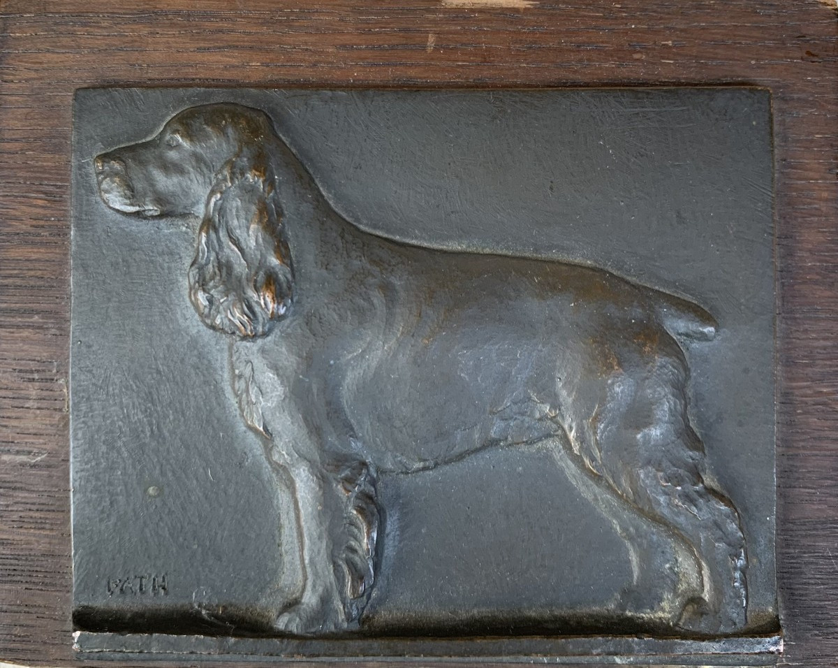 Richard Fath (1900-1952) - Bronze Cocker Spaniel Bas-relief - Signed