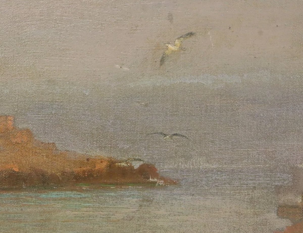 Peter Busch (1861-1942) — Vue de la baie de San Francisco - Huile sur toile-photo-4