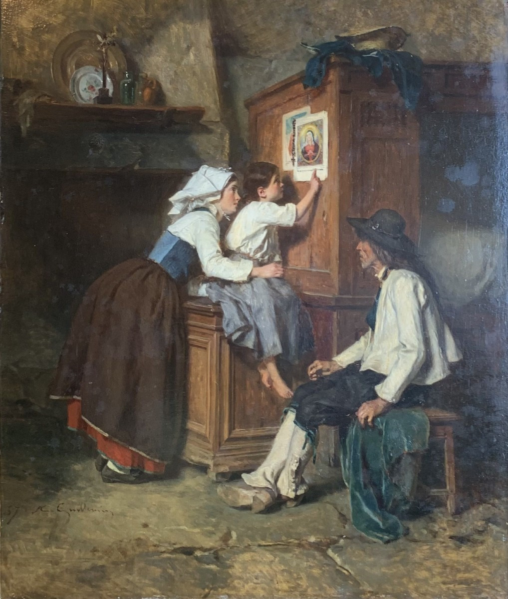 Alexandre-Marie Guillemin (1817-1880) – Scène d’intérieur bretonne - HSP