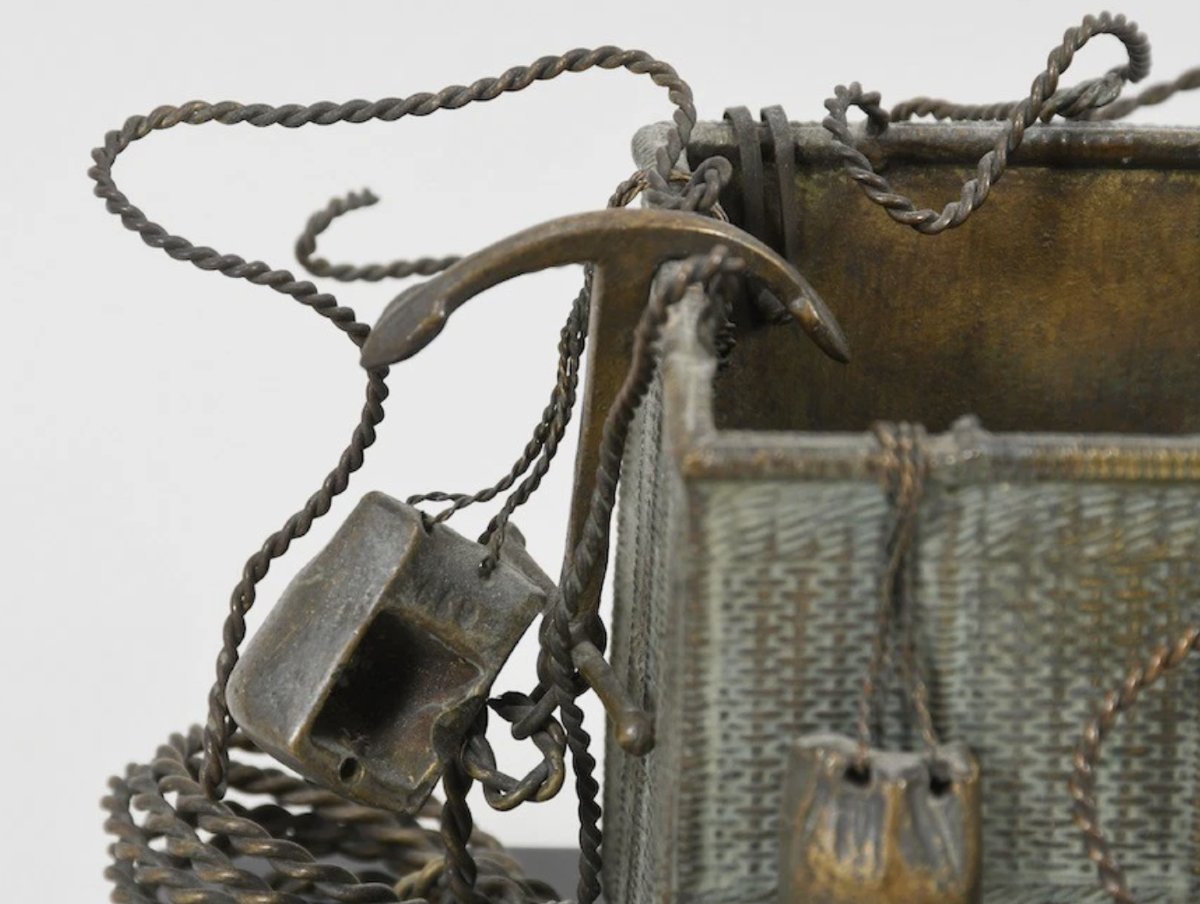 Miniature Hot-air Balloon Basket In Bronze And Brass - Early 20th Century-photo-2