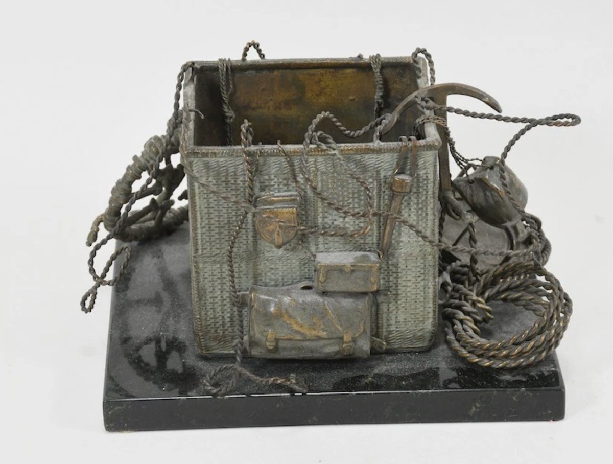 Miniature Hot-air Balloon Basket In Bronze And Brass - Early 20th Century-photo-2