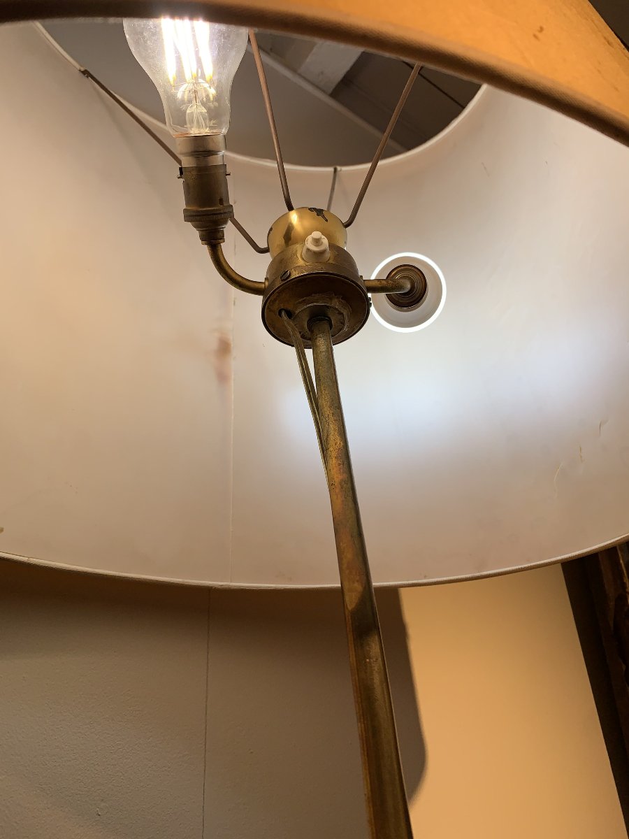 René Broissand (né en 1928) pour Santangelo Lampadaire modèle « Héron » – Bronze doré-photo-3