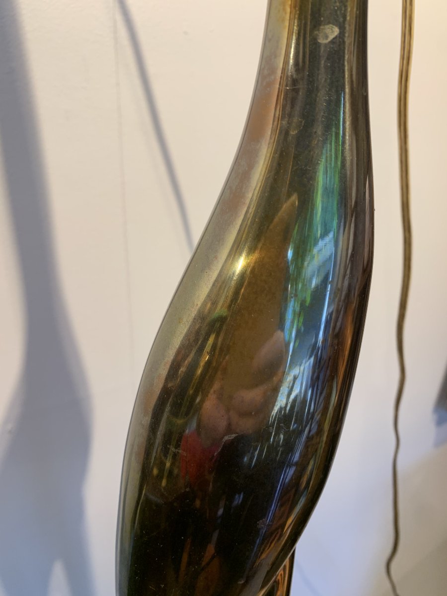 René Broissand (né en 1928) pour Santangelo Lampadaire modèle « Héron » – Bronze doré-photo-4