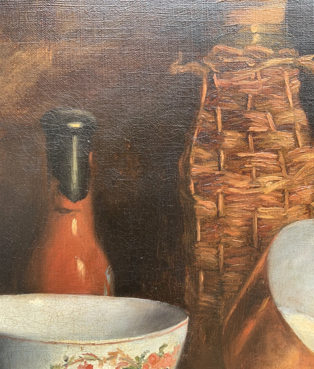 Nature morte aux olives , citron  et casserole - Signée - 1894-photo-2