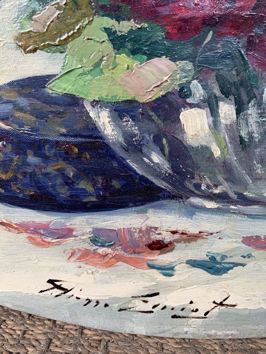 Pierre-Paul Emiot (1896-1971) - Paire d’huiles sur toile - natures mortes aux fleurs -photo-4