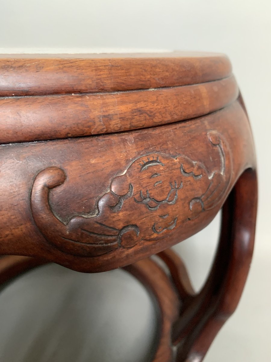 Tabouret Chinois en Bois Précieux de Forme Tambour – XIXe Siècle-photo-1