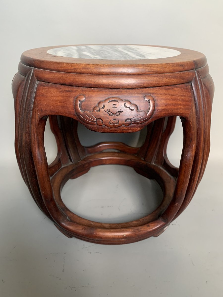 Tabouret Chinois en Bois Précieux de Forme Tambour – XIXe Siècle