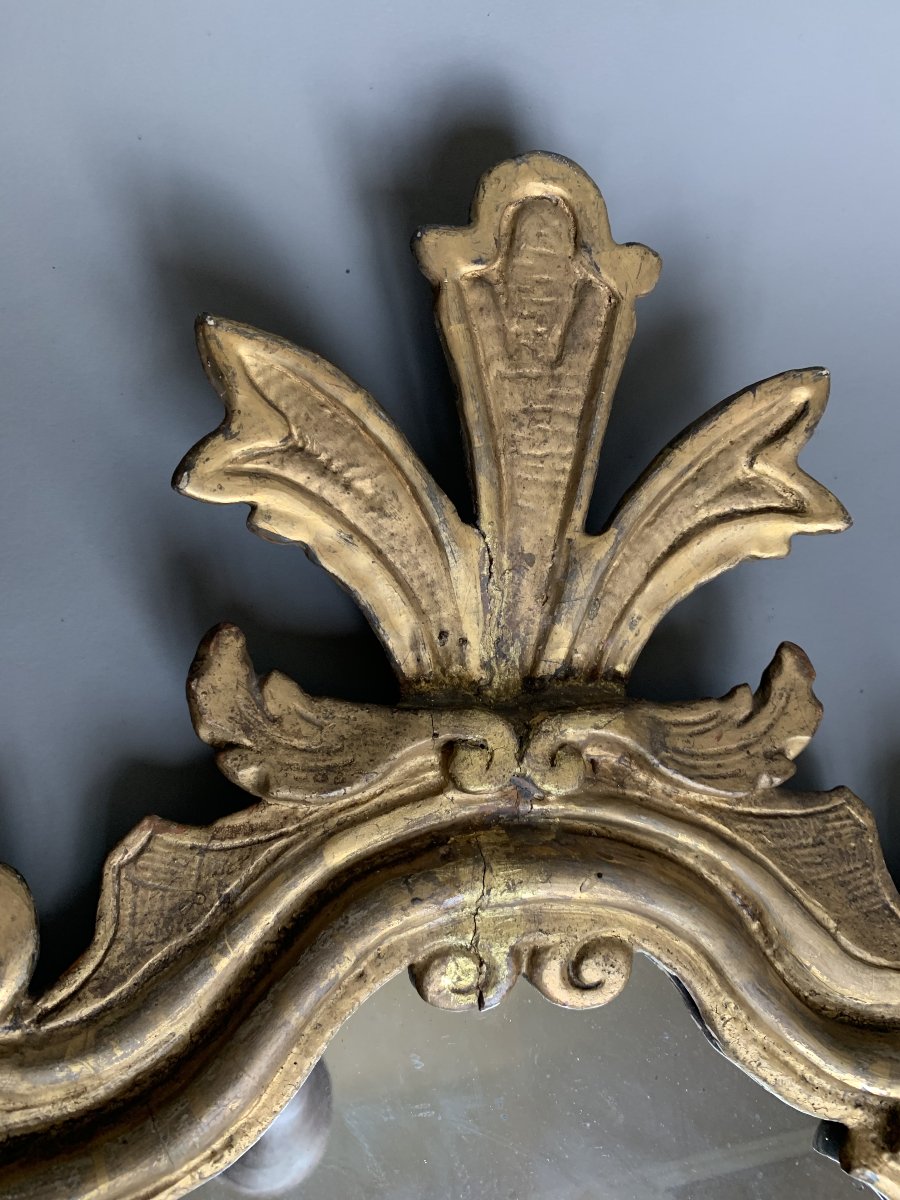 Grande Paire d'Appliques Miroirs en Bois Sculpté et Doré – Italie, XVIIIe Siècle-photo-3