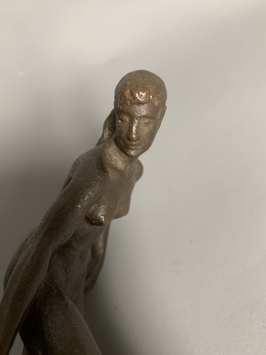 Sculpture en Bronze à Patine Brune représentant un Nu Féminin – Début du XXe Siècle-photo-4