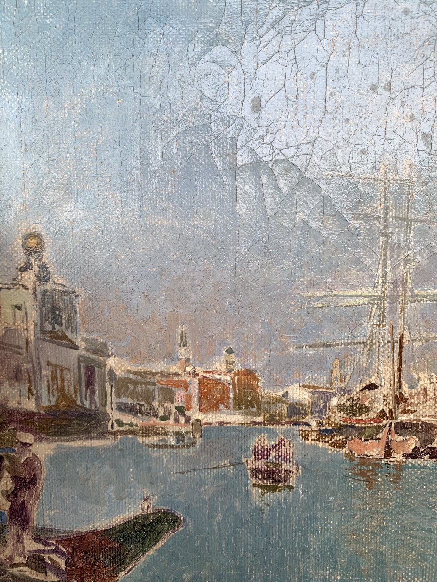 Huile sur toile - Marine vers 1900-photo-3