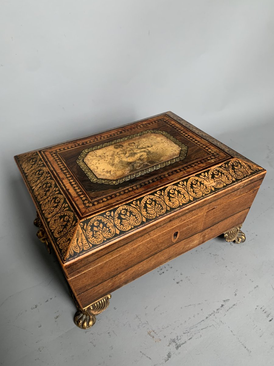 Decorated Wooden Box - England - 19th Century