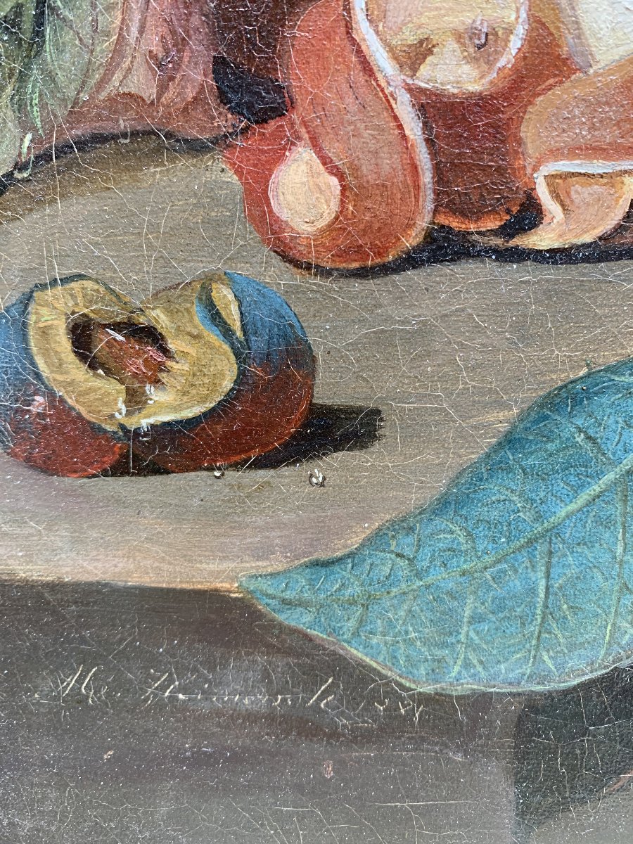 Nature morte au homard, aux fruits et au vin, XIXe siècle-photo-2