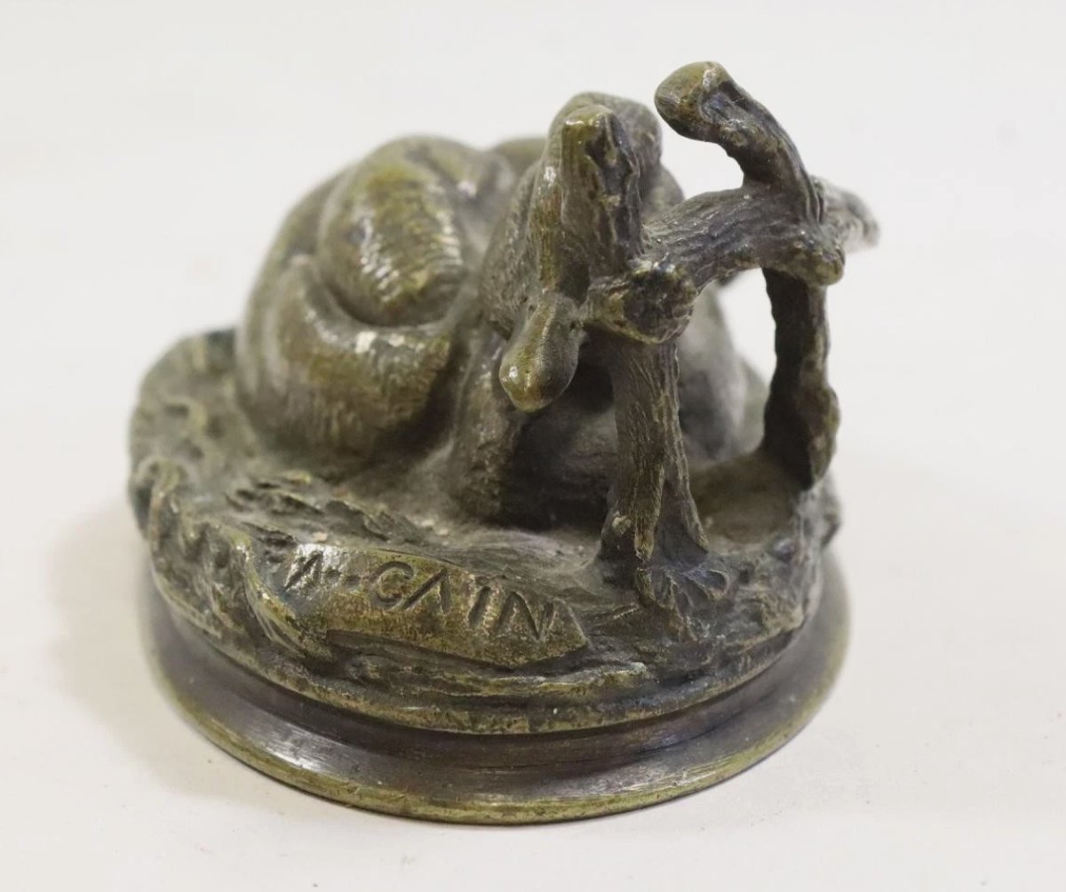 Auguste Cain (1821-1894) - Canard en bronze patiné signé  XIXe siècle-photo-4