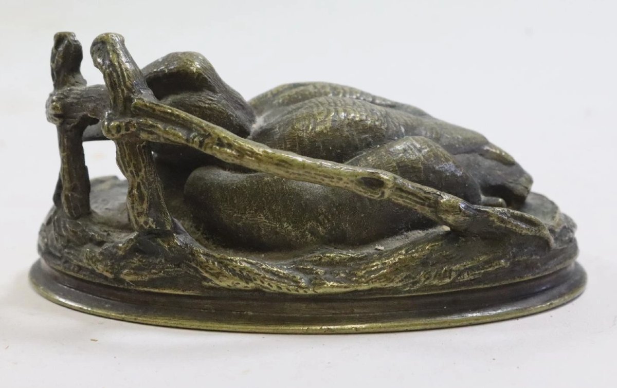 Auguste Cain (1821-1894) - Canard en bronze patiné signé  XIXe siècle-photo-2