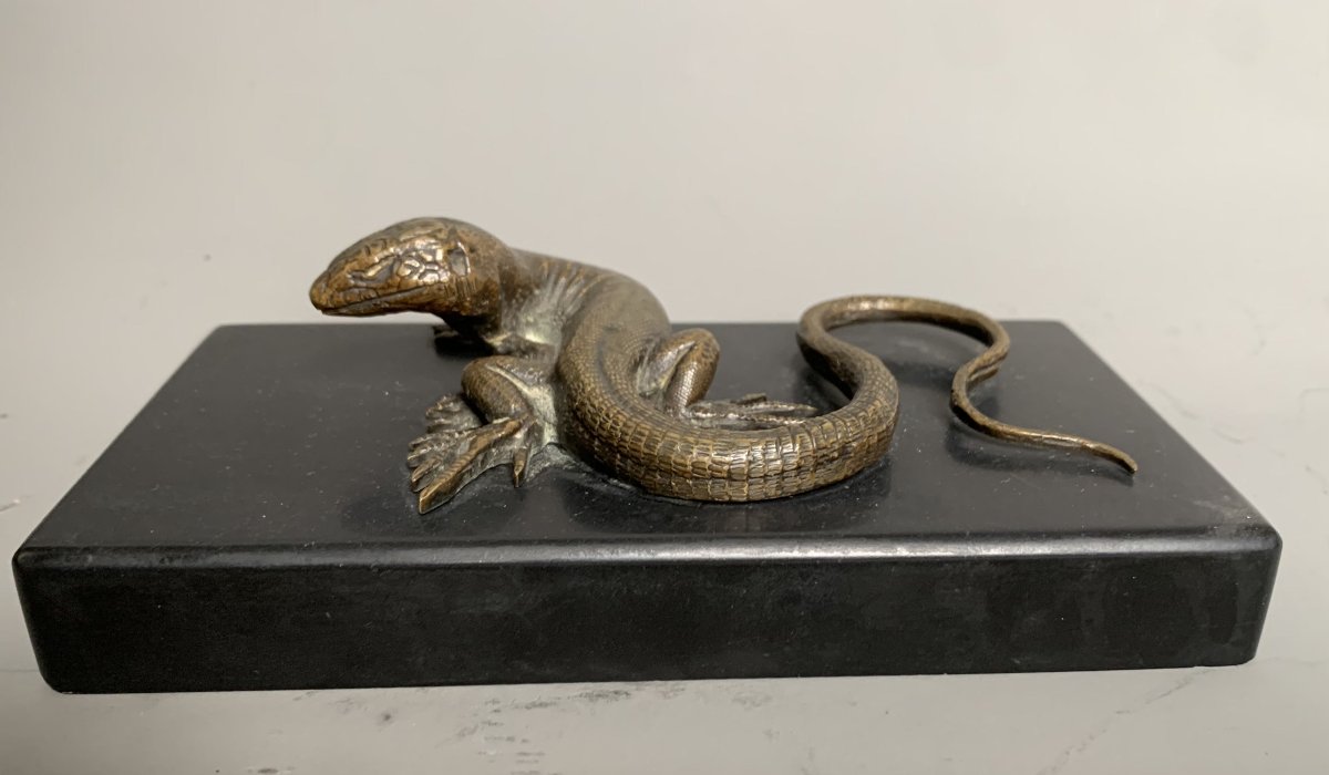 Presse-papiers au lézard en bronze – Fin du XIXᵉ siècle-photo-2