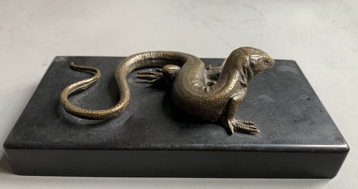 Presse-papiers au lézard en bronze – Fin du XIXᵉ siècle-photo-3