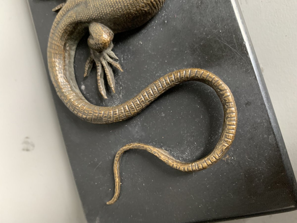 Presse-papiers au lézard en bronze – Fin du XIXᵉ siècle-photo-2
