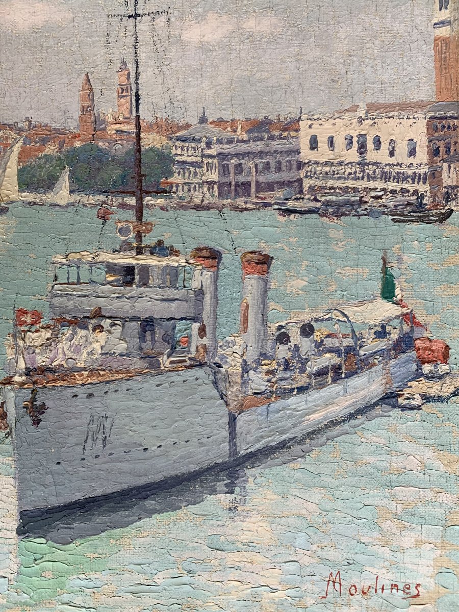 Ernest Moulines (1870-1942) – Vue de Venise, la lagune et la Salute-photo-2