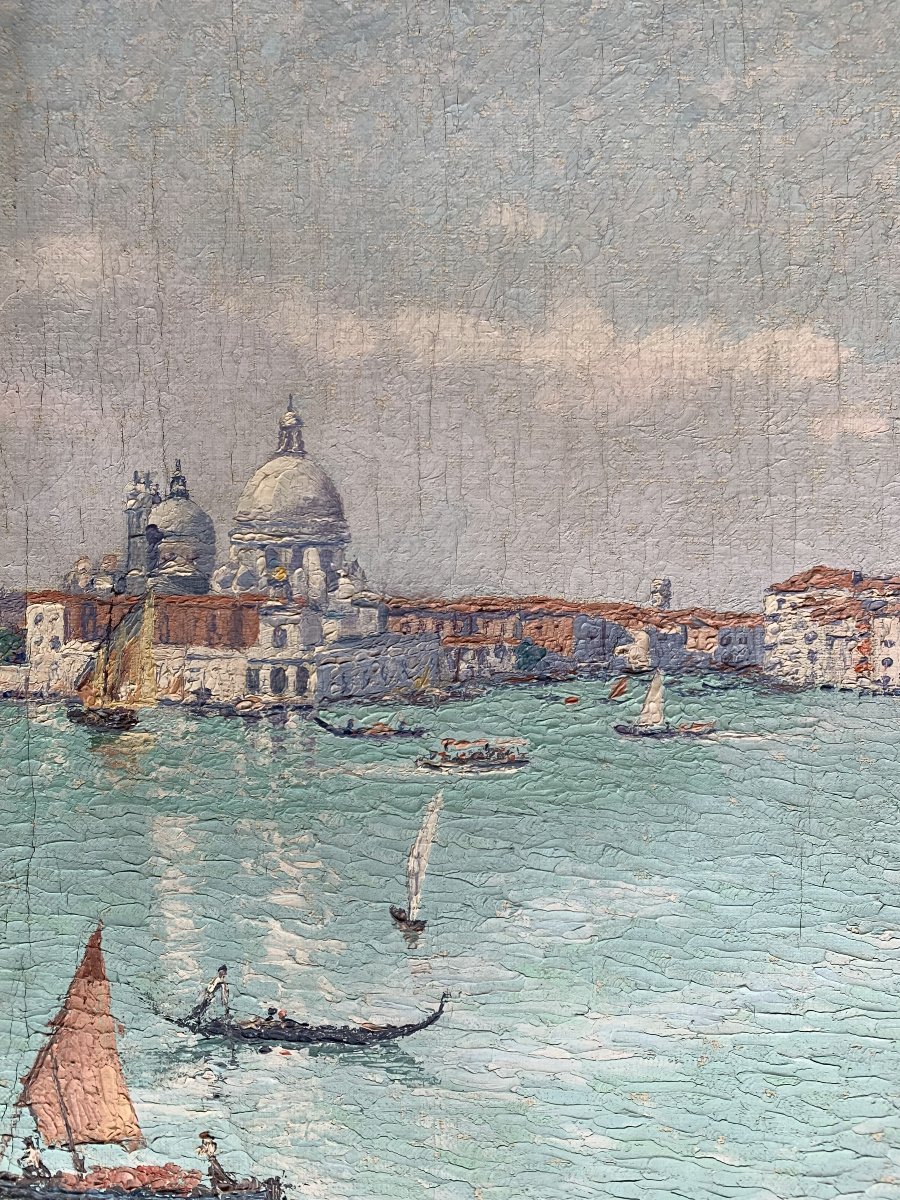 Ernest Moulines (1870-1942) – Vue de Venise, la lagune et la Salute-photo-3
