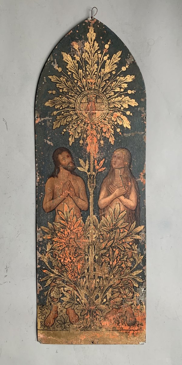 Peinture sur tôle – Adam et Ève, fin du XIXème siècle