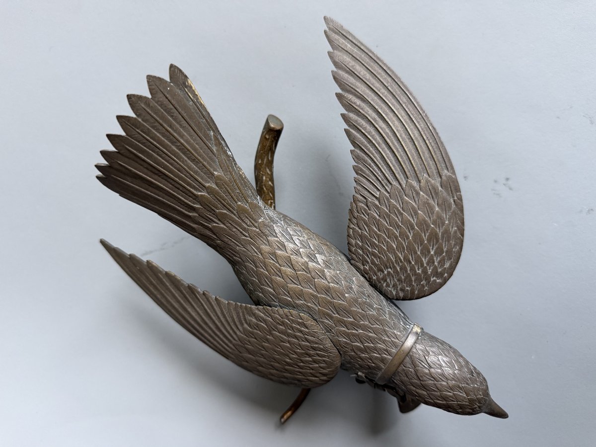 Boîte en bronze en forme d’oiseau – Fin du XIXème siècle-photo-4